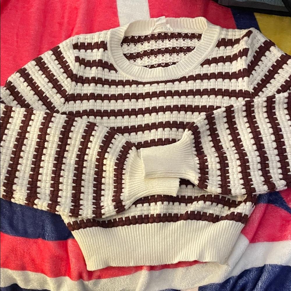 Faith & Zoe Brown and Cream Striped Sweater